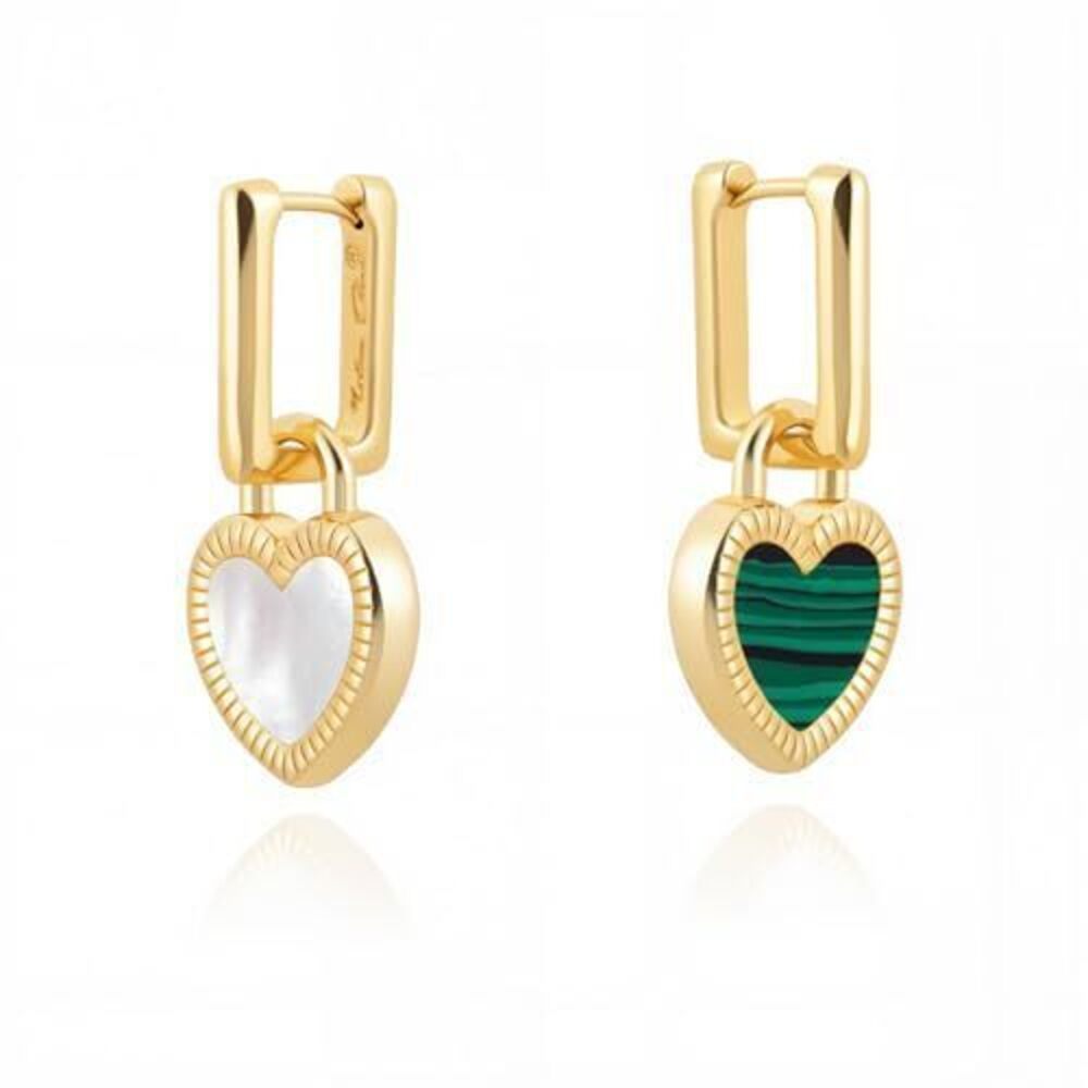 4458 Heart Dangle Earrings 14K 18K Gold Plated Small Hoop Paperclip